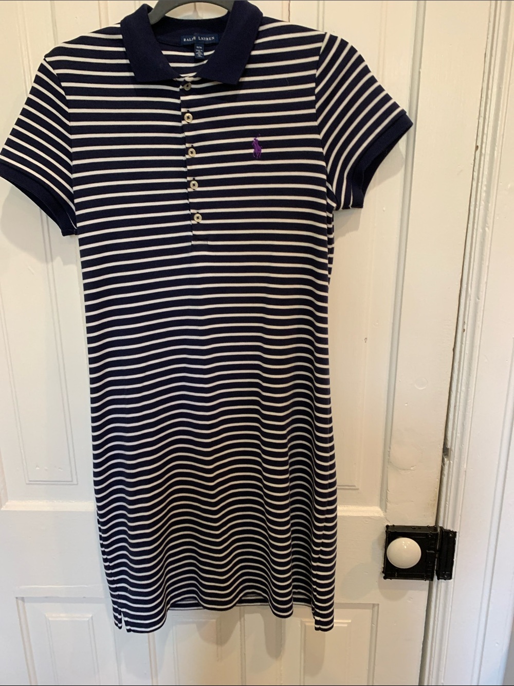 Ralph Lauren casual blue and white striped dress. 100% cotton.